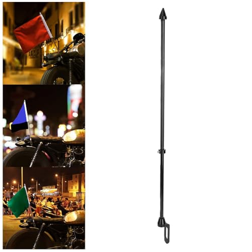 Universal Motorcycle Flagpole Mount, Rear Seat Luggage Rack Flag Pole Holder Accessory for Motorbike Scooter ATV
