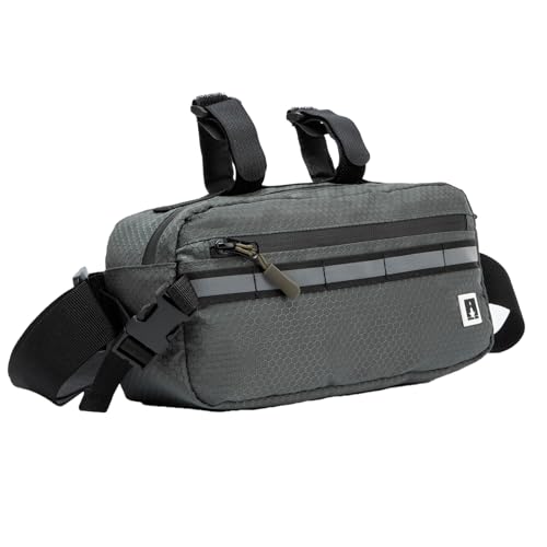 ROYALFAIR Waterproof Bike Handlebar Bag with Reflective Strips & Shoulder Strap, Bicycle Front Frame Storage Pouch for Mountain Road Cycling Commuting (gray green) - color: gray green