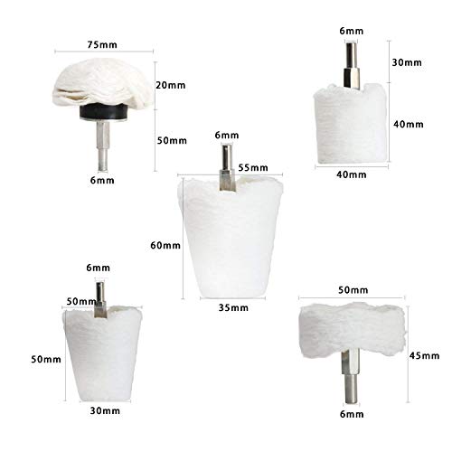 Polishing Pad Buffing Wheel Kit White Flannelette 5 Pack, Polisher Tools Fit for Metal Aluminum Stainless Steel Chrome Wood Plastic Ceramic Glass Woods Fabric Cotton Machine Jewelry etc - size: 5 PCS