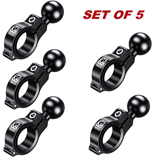 BRCOVAN 5 Pack, Aluminum Alloy Handlebar Mount Base with 1'' TPU Ball | Compatible with RAM Mounts B Size 1 Inch Ball Double Socket Arm, for Round Rail Diameter 0.5'' 0.87'' 1'' 1.125'' 1.26'' - style: R3-Set of 5