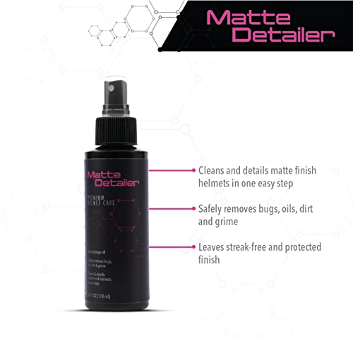 Molecule Helmet Matte Detailer | Premium Helmet Care | Cleans & Details Matte Finished Helmets, Visors, and Goggles | 4 Ounce