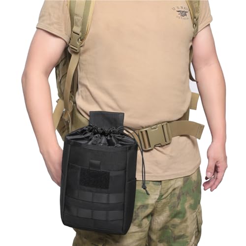 Azarxis Tactical Mini Belt Pouches, Multi-Purpose Small Battery Case Compact Utility EDC Card Slot Holder Waist Bags Military Molle Pack Sundries Storage Pack - color: #06 Black