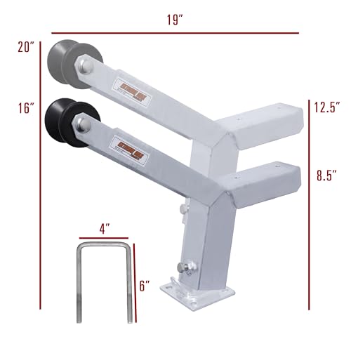 Extreme Max 3006.6898 Adjustable Height Notched Winch Stand with Roller - Galvanized Finish, Hardware Fits 3" W x 5" H Trailer Frames - color: Galvanized, size: Fits 3"W x 5"H Trailer Frames