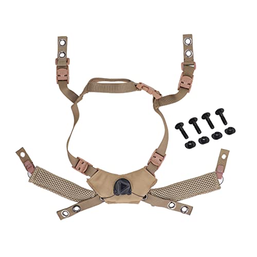 Helmet Chin Strap for Fast MICH Wendy Helmet, 4 Points Tactical Helmet Accessories Retention System Chin Strap, Helmet General Suspension Lanyard with 4 Sets of Fastening Screws - color: Tan