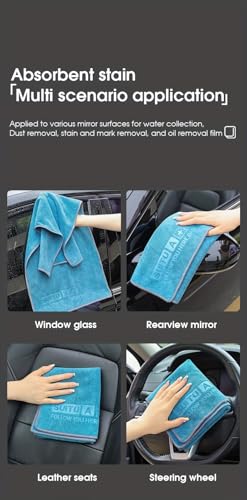 Extra Large Car Cleaning Towel - 13.7" x 30" High Absorbency Microfiber Cloth for Streak-Free Drying, Detailing Windows & Dashboard, RV, Motorcycle, Boat - Dark Blue