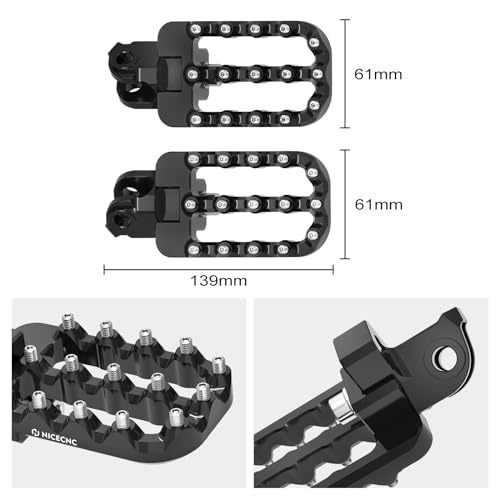 NICECNC Black Adjustable Larger Footpegs 20mm Lower Footrest Compatible with 790 890 Adventure/R 2019-2024, 690 Enduro R SMCR 2008-2024, Compatible with Husqvarna 701 Enduro/Supermoto 2016-2024