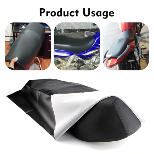 39.37" x 27.56" Motorcycle Seat Cover, Flexible Elastic DIY Motorbike Seat Protector, Durable PU Leather Seat Cushion, Universal for Scooter ATV Motorcycle (Black)