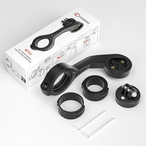 CooSpo Bike Computer Out Front Mount MT5S, Compatible with Garmin and GoPro, Bike Computer Mount Adapter for Handlebar 25.4mm/31.8mm - style: MT5 with adapter