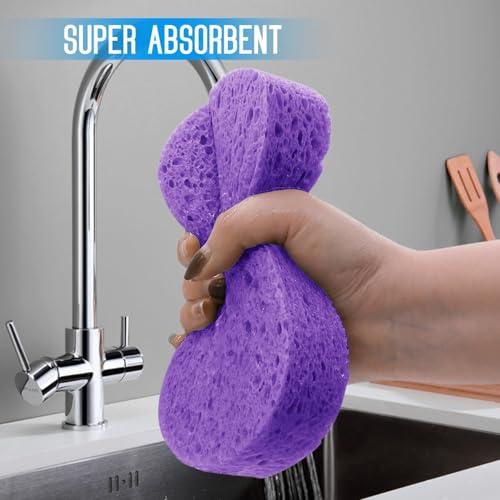 3PCS Car Wash Sponge, Heavy Duty Car Sponges for Washing, Car Accessories Large Sponges for Cleaning, Automotive Cleaning Supplies, Eco Friendly Sponge (7.68 x 3.74 x 1.38 Inch), Purple - color: Purple