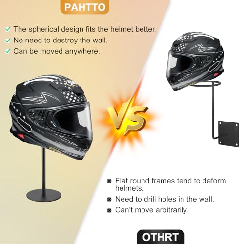 PAHTTO Motorcycle Helmet Stand 2 Packs, Desktop Helmet Display Holder with Stable Base for Helmets, Caps, Hats, Wigs, Motorcycle Helmet Accessories