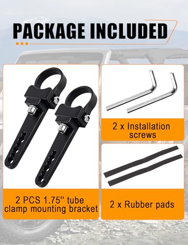 1.75'' Tube Clamps Mounting Brackets ADTOPI Adjustable Roll Cage Bull Bar Clip Holder Kit LED Light Bar Mounts for Offroad Truck ATV SUV, 2pcs - size: 1.75 Inch