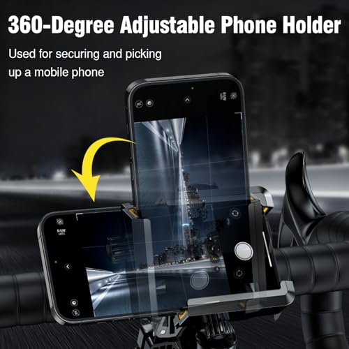 Bike Phone Holder- Motorcycle Phone Mount with 360° Rotation, Handlebar Mount for Bicycle, E-Bike, E-Scooter, Dirt Bike Accessories for iPhone, Fits 4.7-7.2 inch Smartphones