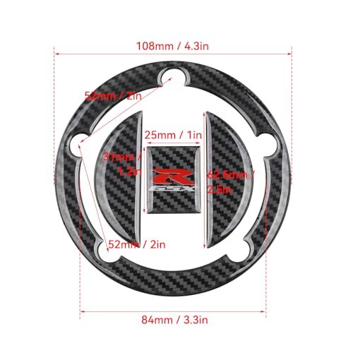 Motorcycle Tank Pad Fit for Suzuki GSXR600 GSXR750 GSXR1000 Anti Slip Carbon Fiber Pattern Fuel Tank Sticker Motorcycle Gas Tank Pad Protector (11BK) - size: 11BK