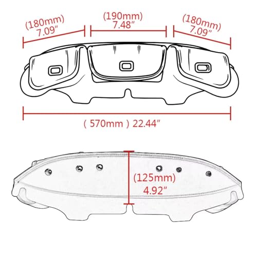 MZS Touring Motorcycle Windshield Bag, Three Pocket Batwing Fairing Pouches Accessories Black Compatible with 1996-2013 Electra Glide Ultra Tri Street Glide Trike Models