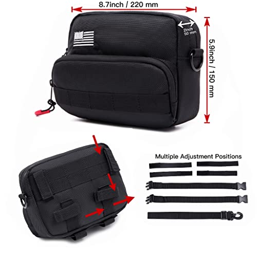 Universal Motorcycle Bag - American Flag Tool Bag, Harley Softail Dyna Sportster Accessory, Black Sissy Bar Front Storage