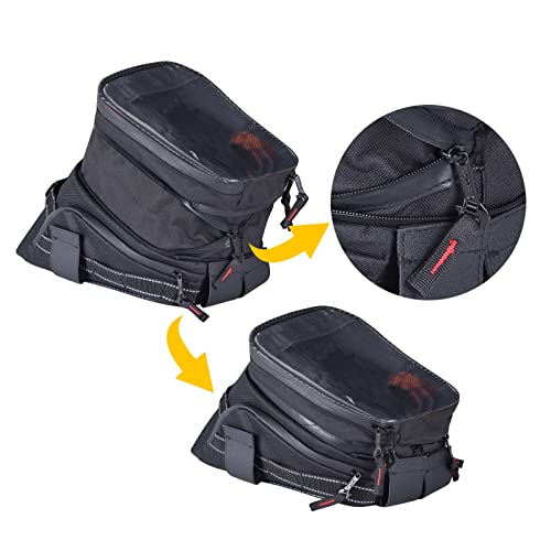 Motorcycle Tank Bag w/Strap Storage Bag Compatible with Honda Yamaha Suzuki Kawasaki Harley Water Resistant (Black) - color: Black