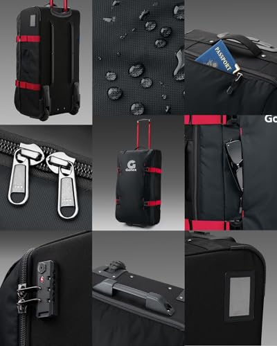 Gonex Rolling Duffle Bag with Wheels, Water-repellent 90L Nylon Large Wheeled Travel Duffel Luggage with TSA Lock & Telescopic Handle 30 inch, Black & Red - color: Black & Red, size: 30 inch