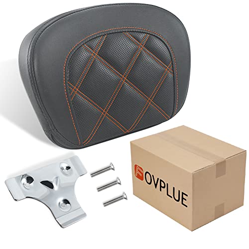 FOVPLUE Passenger Backrest Pad,Sissy Bar Pad for Harley Touring Electra Glide/Road Glide/Road King/Street Glide/Trike Freewheeler FLRT/FLHXXX, Double Orange Stitching - color: Orange