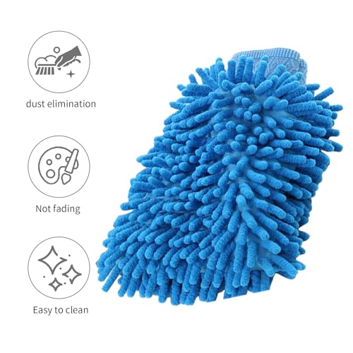 1 Pack 2 Blue Car Wash Mitt Microfiber, Deluxe Scratch Free Microfiber Wash Mitt ,9 Inches X 5.5 Inches Car Washing Care Cleaning Kit. - color: Blue