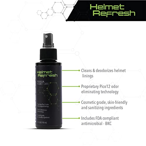 Molecule Helmet Refresh Spray | Premium Helmet Care | Cleans & Deodorizes Helmets, Visors, and Goggles | Signature Fresh Scent | 4 Ounces