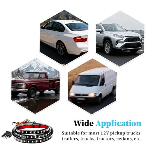59" Truck Tailgate Light Strip, 108 LED 4 Function Vihicle Single Row Brake Running Turn Signal Light Rear Lighting Bar, Pickup Tail Strip Reverse Lamp, Universal for Trailer Truck Pickup - size: Single 1.5M
