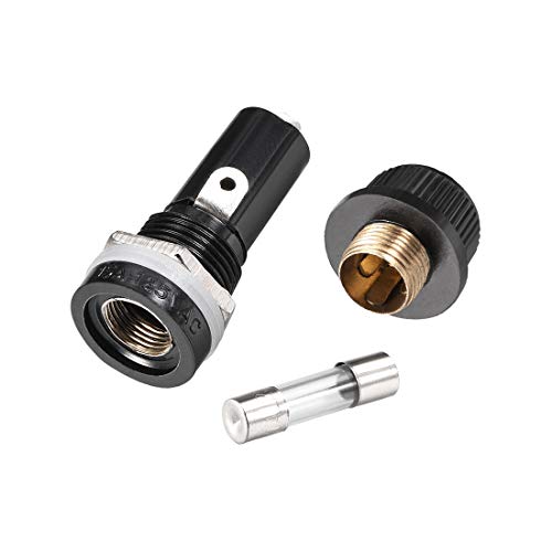 uxcell Screw Cap Panel Mounted Fuse Holder AC 125V/15A 250V/10A with 6 x 30mm Glass Fuse 2Set - size: 6 x 30mm