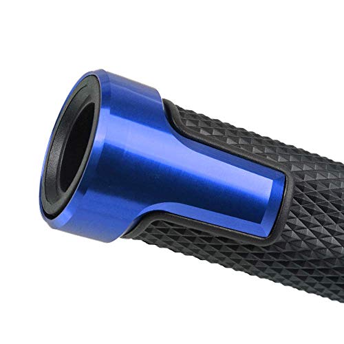 7/8'' 22mm Motorcycle CNC Aluminum Powersports Handlebar Grips with Grip Ends Compatible with YZF R1 R3 R6 R25 R15 R125 600R Blue - color: blue