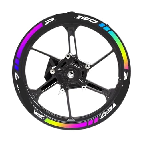 Wheel Stickers for PCX 160 Pcx160 2022 14'' Inches Motorcycle Wheel Hub Sticker Decal Reflective Rim Stripe Tape Accessories Waterproof Decals(Set-A) - color: Set-a