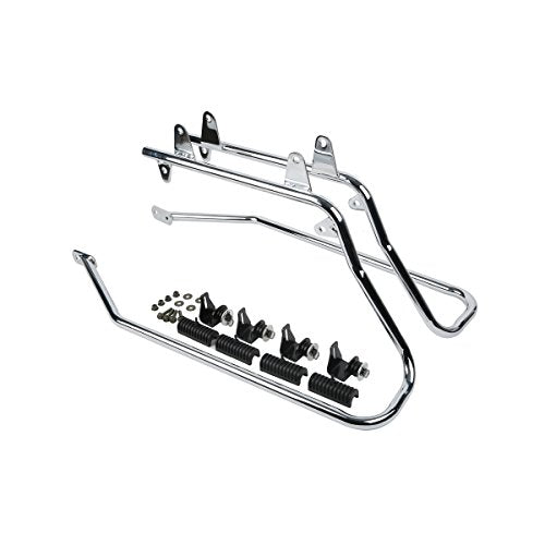 SLMOTO Saddlebags Saddle Bags & Black Conversion Bracket For Harley-Davidson Softail CVO Convertible FLSTSE3 Fatboy Lo FLSTFB - color: Matte Black + Chrome Conversion Bracket