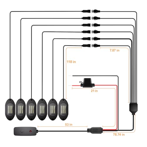 Honalia White LED Rock Lights Kits 6 Pods, 6000K Pure White Rock Lights with Switch - color: Pure White, size: 6 Pods