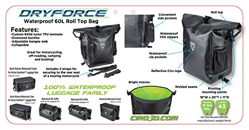 CIRO DRYFORCE™ Waterproof 60L Roll Top Bag