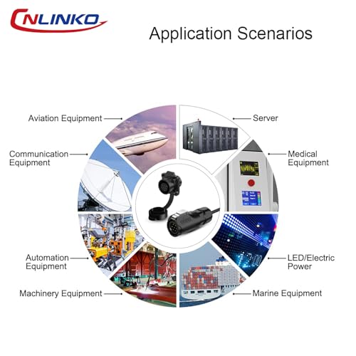 CNLINKO M12 Waterproof Connector PBT Plastic DC 12V Cable Panel Mount for AV System (7 Pin) - size: 7-Pin, style: Plug without Cable