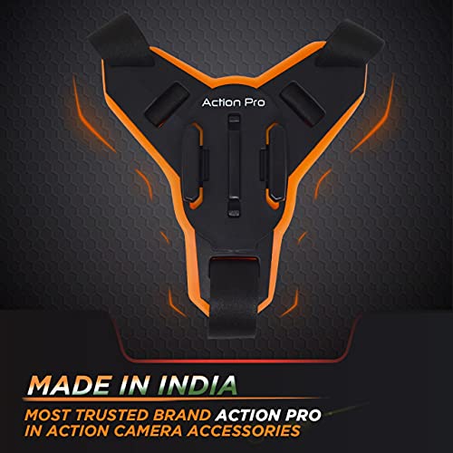 Action Pro™ Motorcycle Helmet Chin Strap Mount Compatible with GoPro Hero 12, 11, 10, 9, 8, 7, (2018), 6, Hero Black, Insta 360, Session, Xiaomi Yi, SJCAM (Orange) - color: Orange 2.0