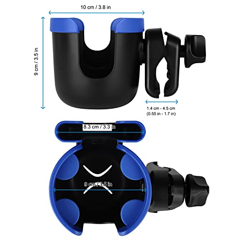 Accmor Stroller Cup Holder with Phone Holder, Bike Cup Holder, Universal Cup Holder for Uppababy Nuna Doona Strollers, 2-in-1 Cup Holder for Walker, Wheelchair, Scooter - color: Mix Blue