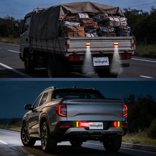 Nilight Magnetic LED Trailer Towing Light Kit 24ft Cable with 7 Pin Plug Tail Stop Amber Turn Signal License Plate Lights on 12V RV Pickup Trucks Marine Boats (5 Wire System) - color: Magnetic Trailer Lights 7 Pin