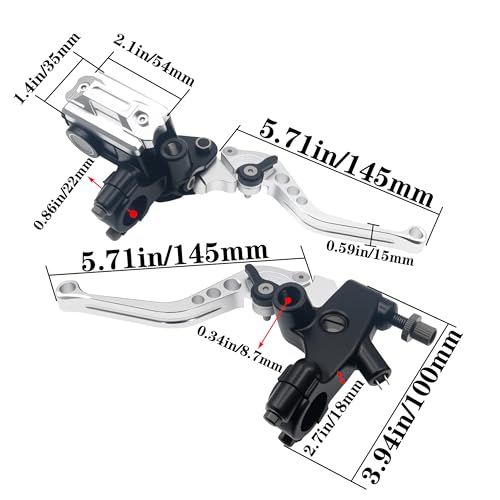 Universal Motorcycle 7/8" 22mm Handlebar Brake Master Cylinder Clutch Lever CNC Left & Right Set Compatible with Honda Kawasaki Suzuki Yamaha( Piston Diameter 12.7mm (Silver) - color: Silver