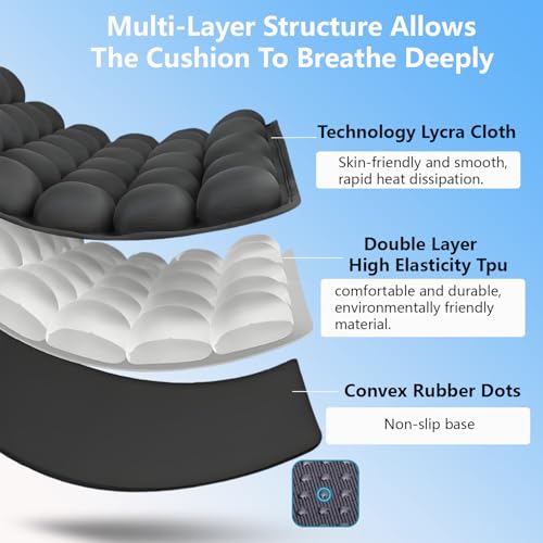 Inflatable Seat Cushions for Travel,42 Cells Ultra Withstand Weights and Non-Slip, Pressure Relief Seat Cushion for Airplane, Car, Wheelchair,Office Chairs, Pain Relief for Tailbone, Back, Sciatica - size: Square-shaped