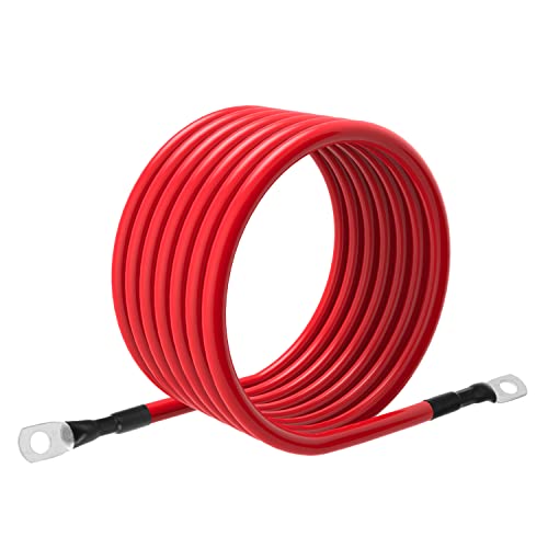 6 AWG Battery Cables 6 Gauge Battery Power Inverter Cable with 5/16 Inch Tinned Copper Lugs Both Ends for Solar Marine Boat RV Car Motorcycle 2 pcs (7FT) - size: 7FT
