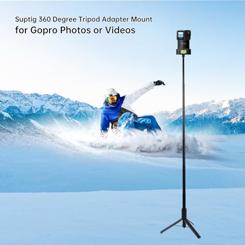 Suptig 360 Degree Tripod Adapter Mount Compatbile for Gopro, Phone Take Photo Or Video, Handle Fan and Product Display Rotation.