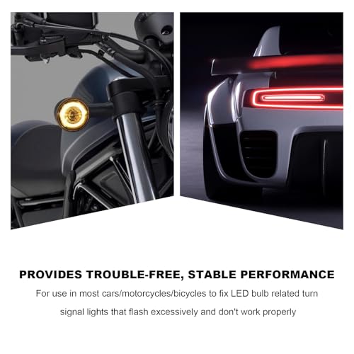 Sun Walker 12V Speed Adjustable 2 Pin LED Flasher Relay, LED Light Blinker Relays Fix Hyper Flash No Flash, 2-Pin Electronic Flasher Relay for Motorcycle Car Truck Turn Signal Light