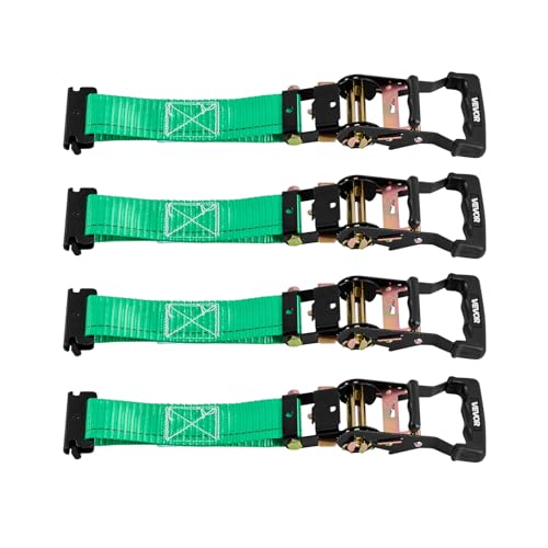 VEVOR Wheel Chock Tie-Down Kit, Chock-Style Trailer Strap, Car Kit with Buckle, Break Strength 4380 lbs & Working Load 1460 lbs Motorcycle Tie-Down System E-Hooks for ATVs, UTVs - style: Chock-Style with 4 sets