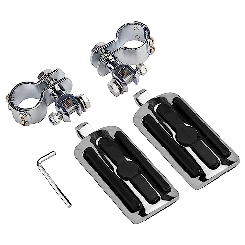 VGMOTO Motorcycle 1.25" Highway Footpegs Adjustable Foot Pegs Footrests with Clamps Mounts kit Compatible with Harley Touring Sportster Softail Road Glide Street Glide with 1 1/4 inch Engine Guard - color: Chrome-Style A