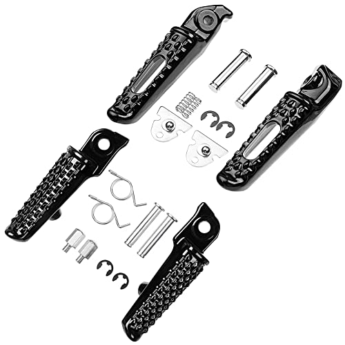 Front Rear Foot Pegs Footrests Pedals for Honda CBR1000RR 2004-2014, CBR600RR 2003-2023, CB1000R 2008-2014 Models (Front +Rear-Balck) - color: (front +Rear)-balck