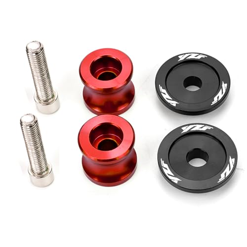 MOWOK Fit For Yamaha YZF R1 R3 R6 R7 R9 R15 R25 R125 YZF600R YZFR3 YZFR9 YZFR1 YZFR6 Accessories M6 Motorcycle Swingarm Spools Sliders Swing Arm Stand Screws (Red) - color: Red