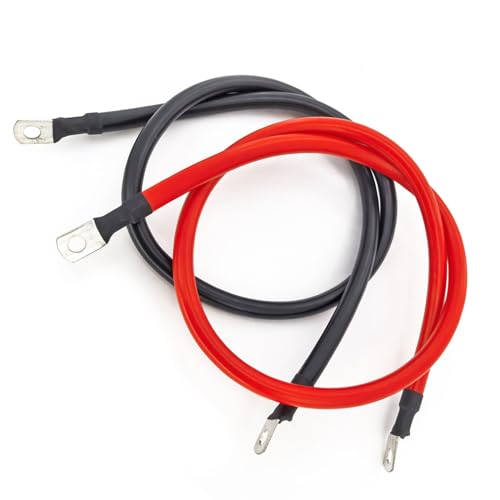 6 AWG Battery Cable 2FT 6 Gauge Pure Copper Battery Inverter Cables with 5/16 in Lugs Both Ends Power Inverter Wire Set for Automotive Solar Power Inverter Marine Boat RV Car Motorcycle (2FT) - size: 2 FT
