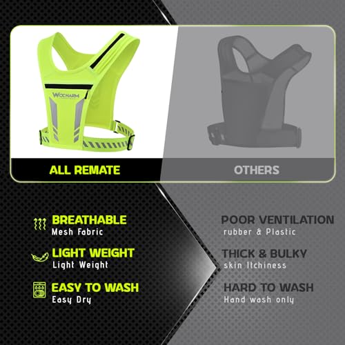 Reflective Vest Chest Phone Holder, Adjustable Hydration Training Workout Gear for Nighttime Running Biking - color: Fluorescent green
