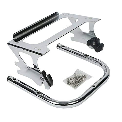 TCMT Chopped Motorcycle Trunk Backrest Pad Luggage Rack 2 Up Mount Rack Fit For Harley Touring 1997-2008 Road King Road Street Electra Glide Pack - color: Chopped Style A Chrome Rack