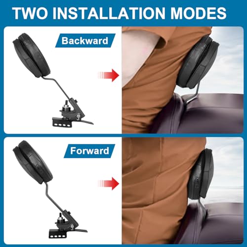 Adjustable Plug-in Driver Backrest Sissy Bar w pad Custom Compatible with for 1997-2024 Harley Touring Models Street Glide Road Glide Electra Glide Road King Detachable Rider Backrest - size: A Style