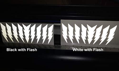 LiteMark Reflective Lightning Bolt Stickers, 4 x 1 Inch Hard Hat Helmet Safety Decals, Electrician Safety Stickers, 9 Pack, White/Silver - color: White / Silver