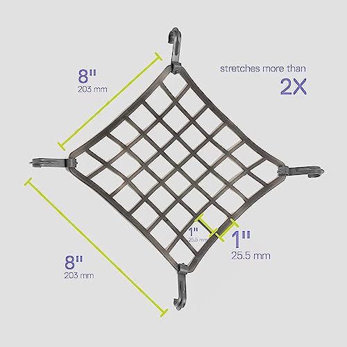 Small Cargo Net (2-Pack) by Delta Cycle - Expandable Bungee Net with Hooks Stretches 2X in Size - Bike Cargo Net Keeps Your Gear Tightly in Place for Bikes & Kayaks - style: 2-Pack Elasto Net